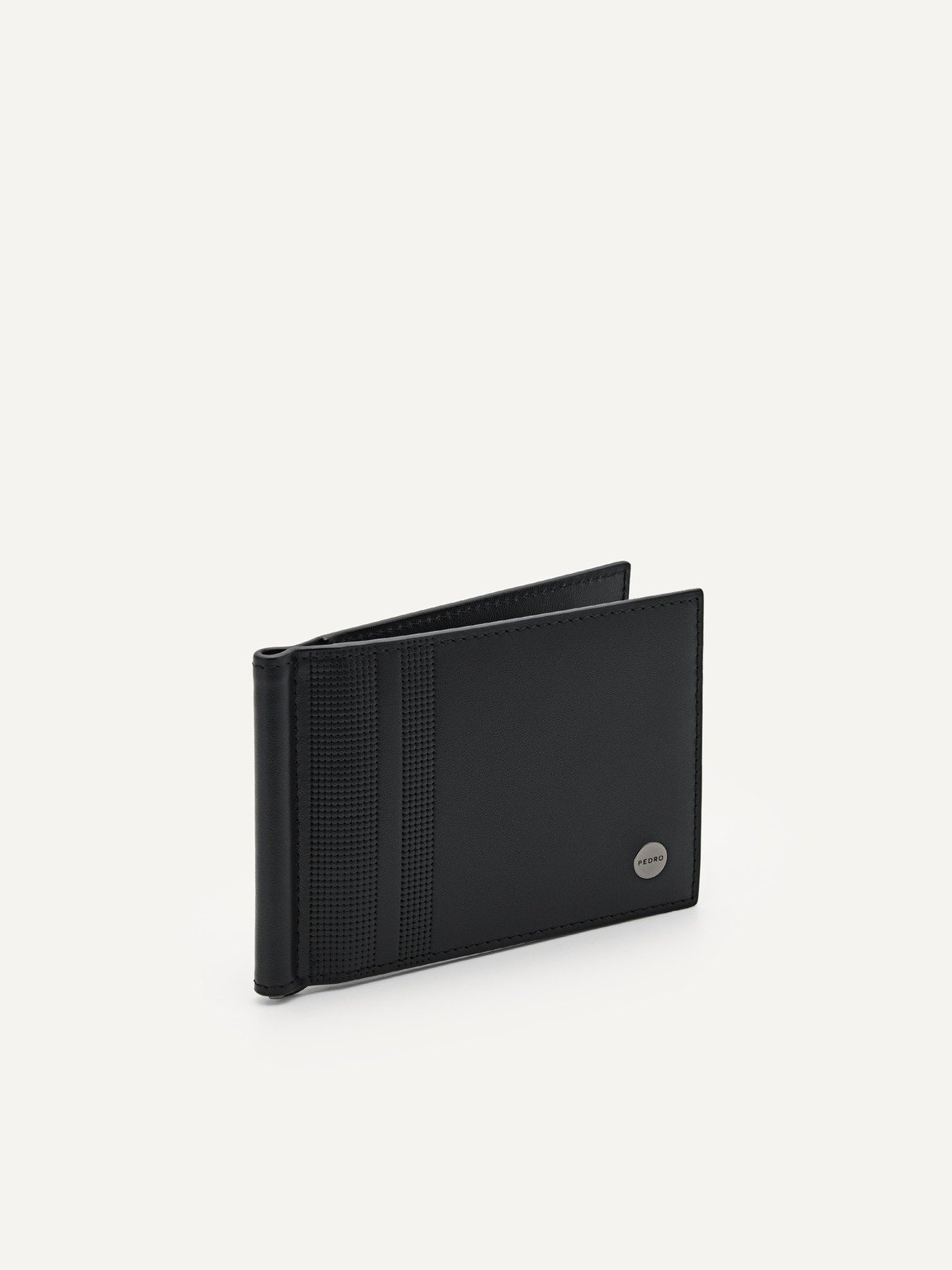 Oliver Leather Bi-Fold Card Holder with Money Clip, Black