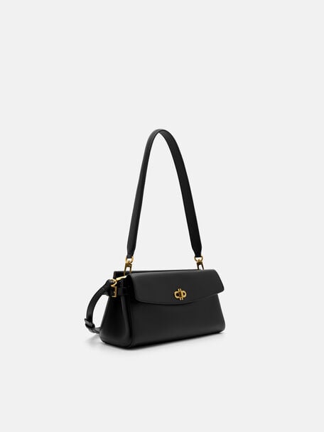 Emory Leather Shoulder Bag, Black