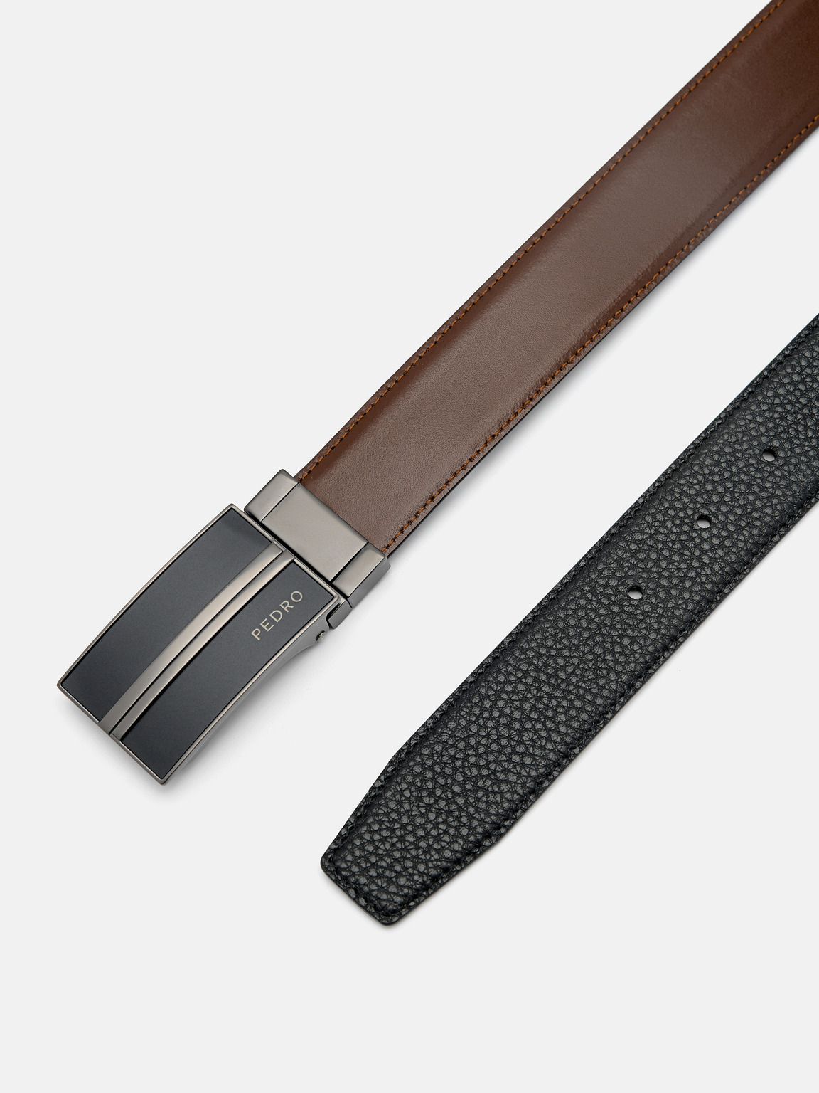 Leather Reversible Tang Belt, Black