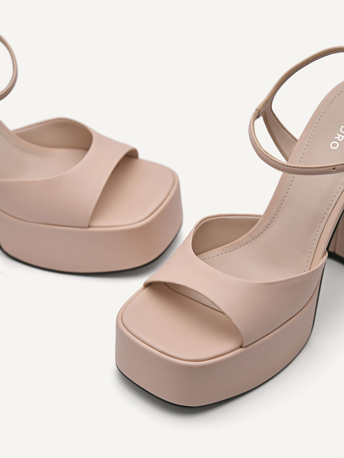 Selma Platform Heel Sandals, Nude