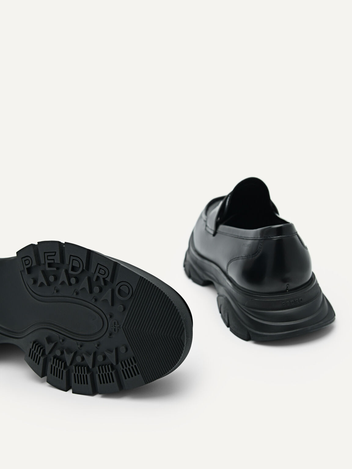 Hybrix Leather Penny Loafers, Black