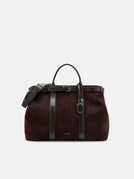 Tyson Duffel Bag, Espresso Brown Suede