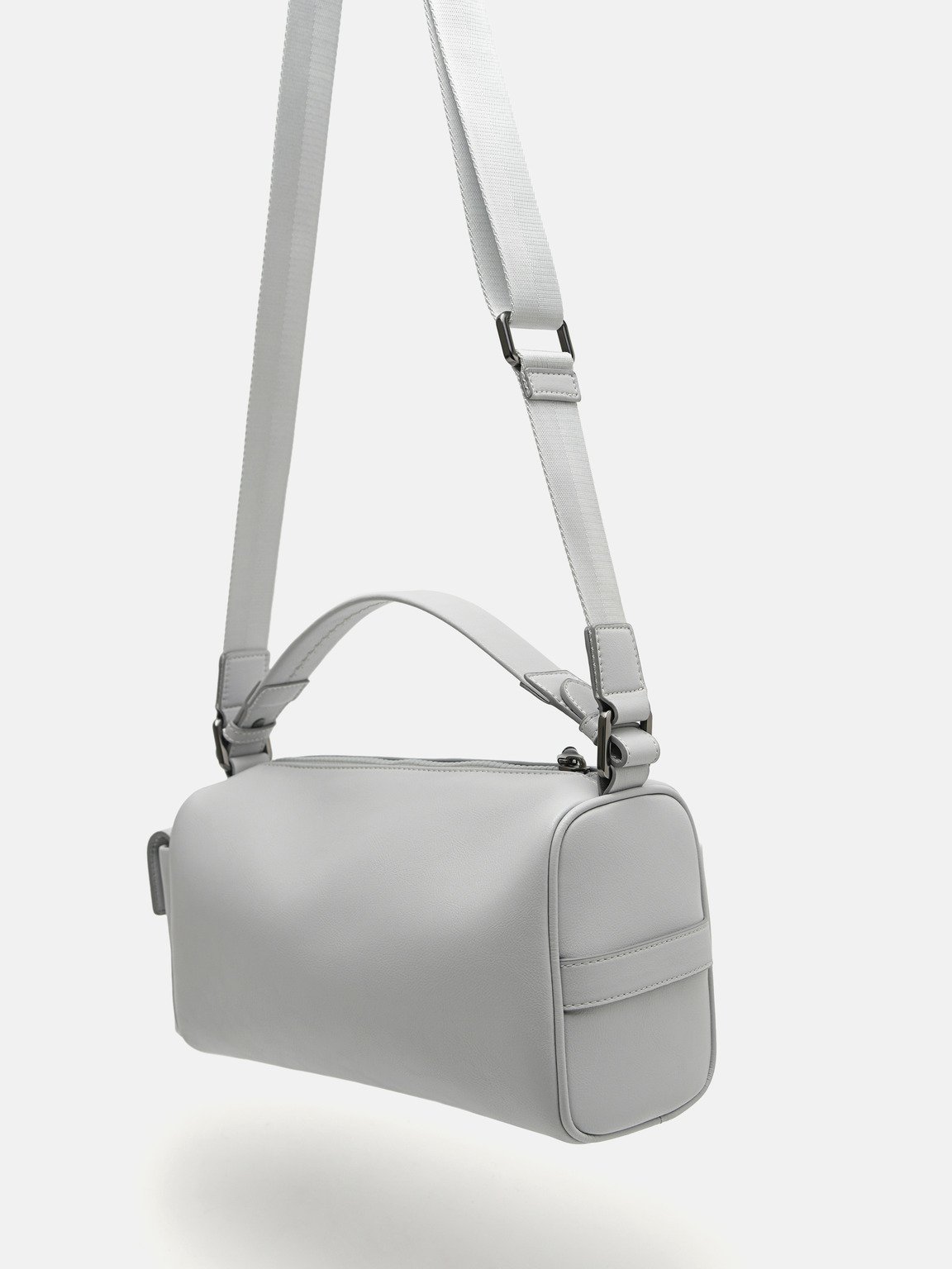 Plush Nylon Sling Bag, Light Grey