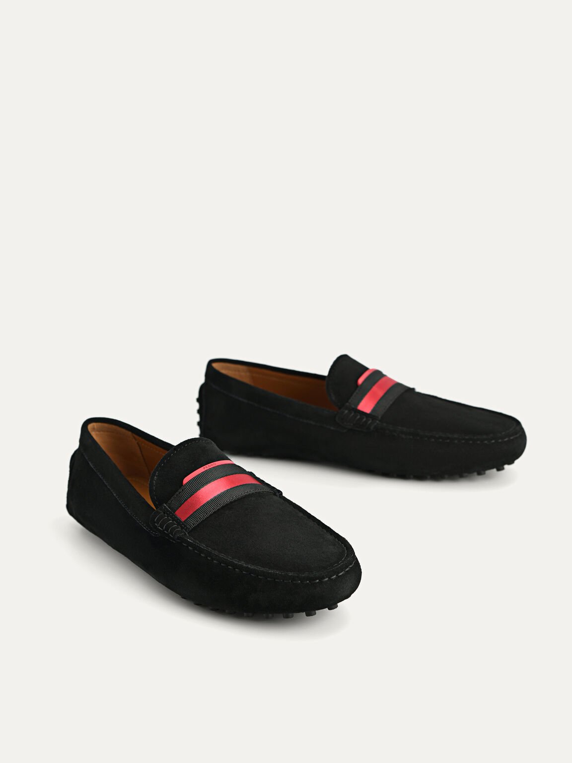 Suede Moccasins with Nylon Band, Black