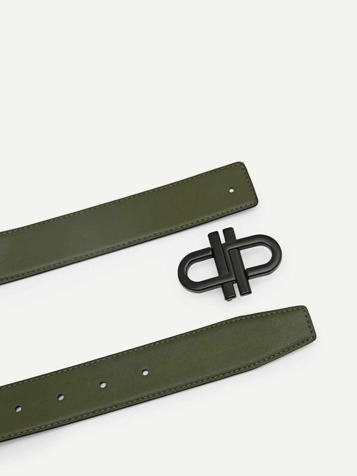 PEDRO Icon Reversible Leather Tang Belt, Black