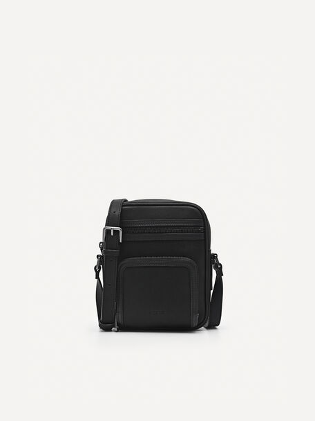Multipocketed Sling Bag, Black
