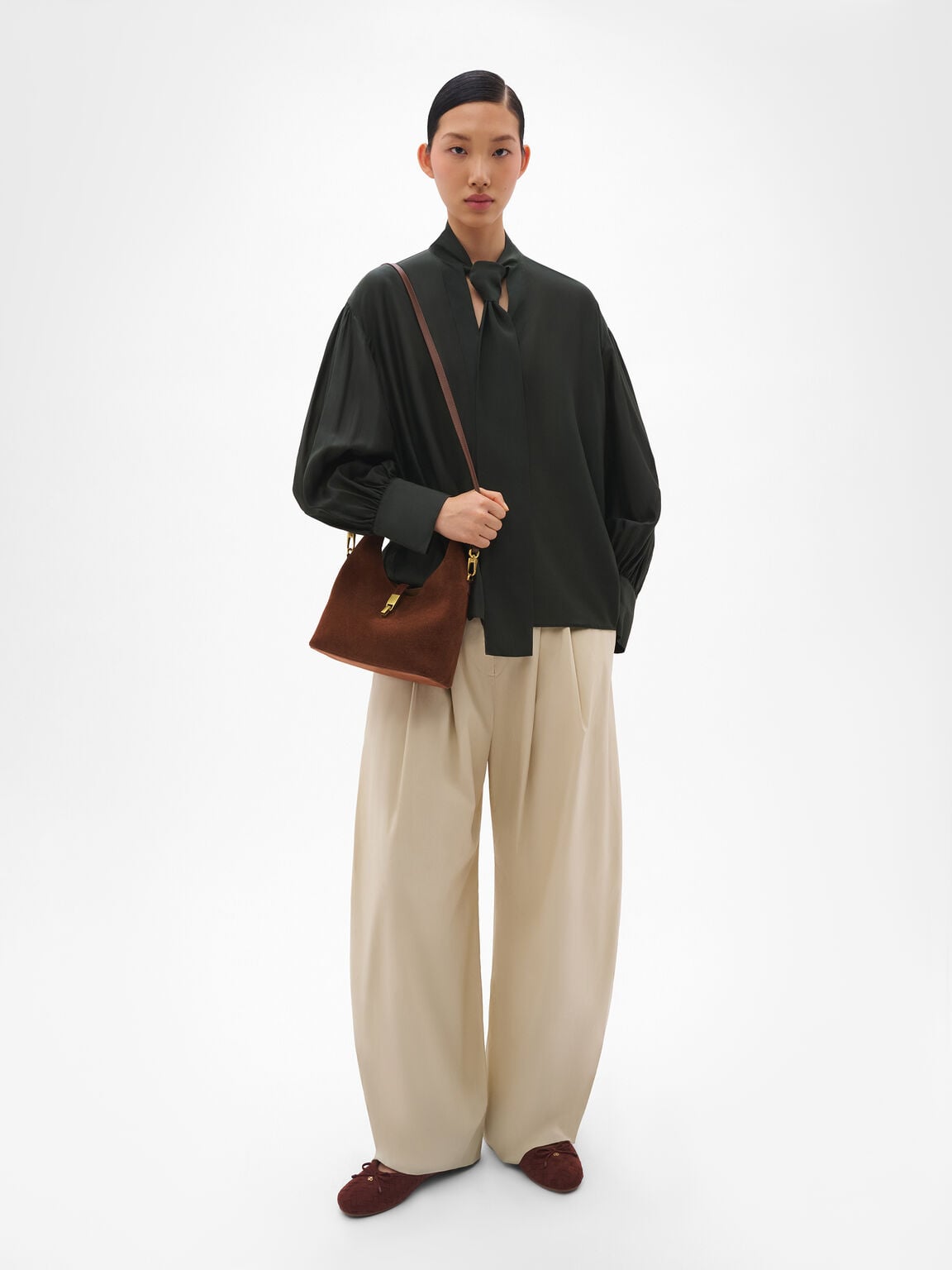 Hitch Suede Hobo Bag, Mahogany