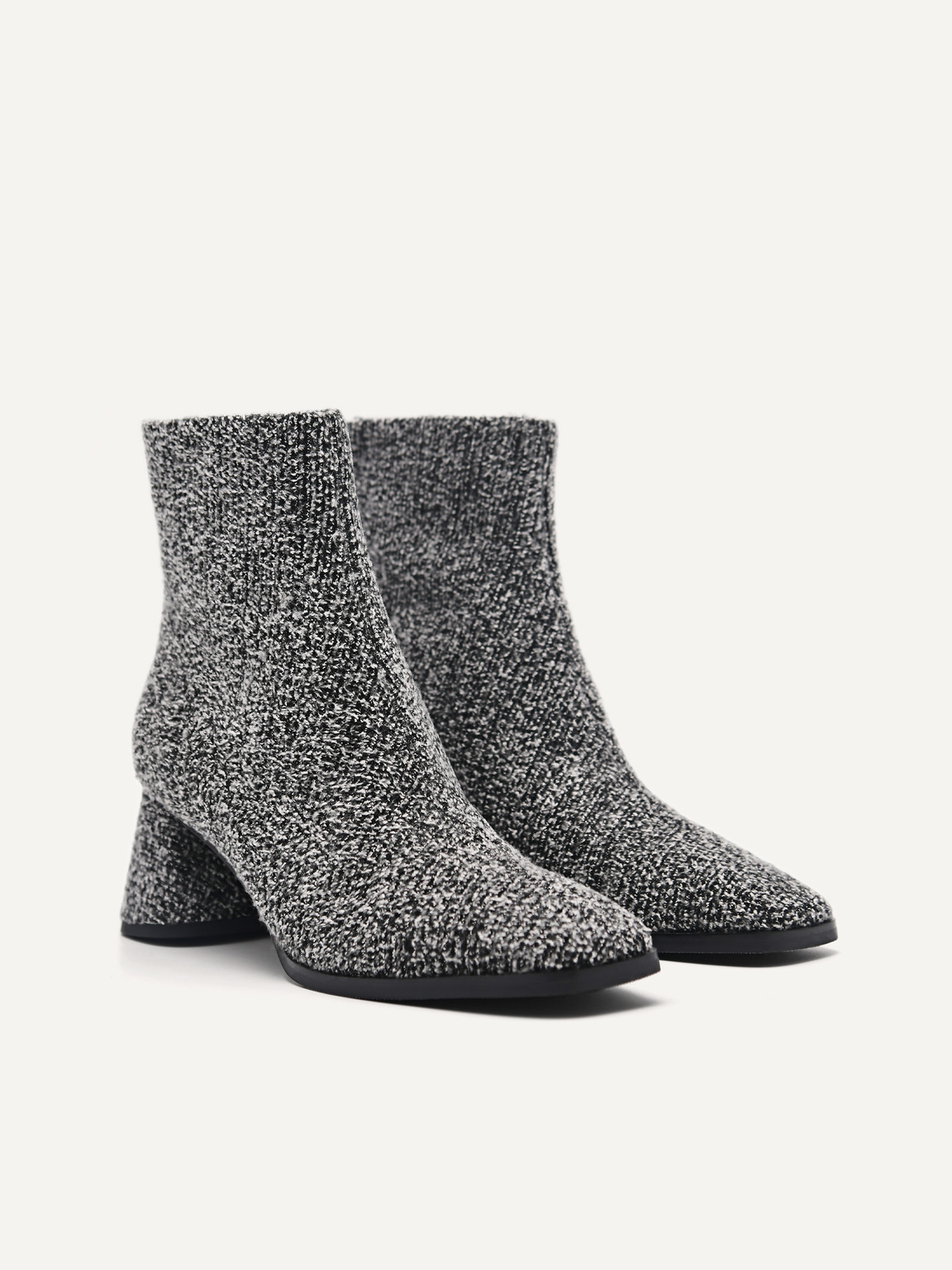 Eva Tweed Heel Ankle Boots, Black
