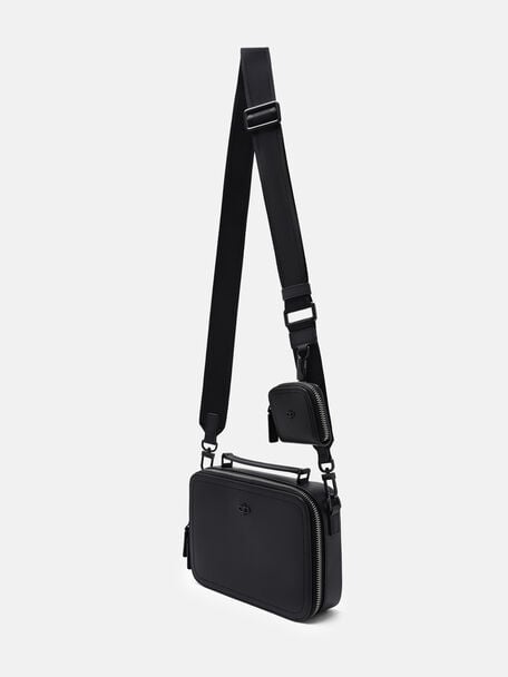 Drew Leather Crossbody Bag, Black