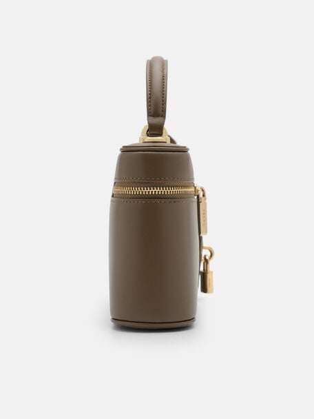 Ari Leather Shoulder Bag, Dark Taupe