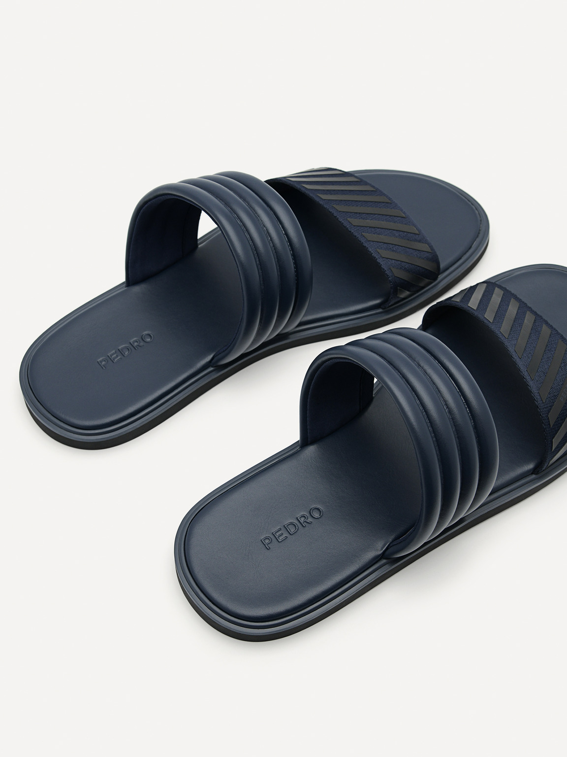Band Slide Sandals, Navy