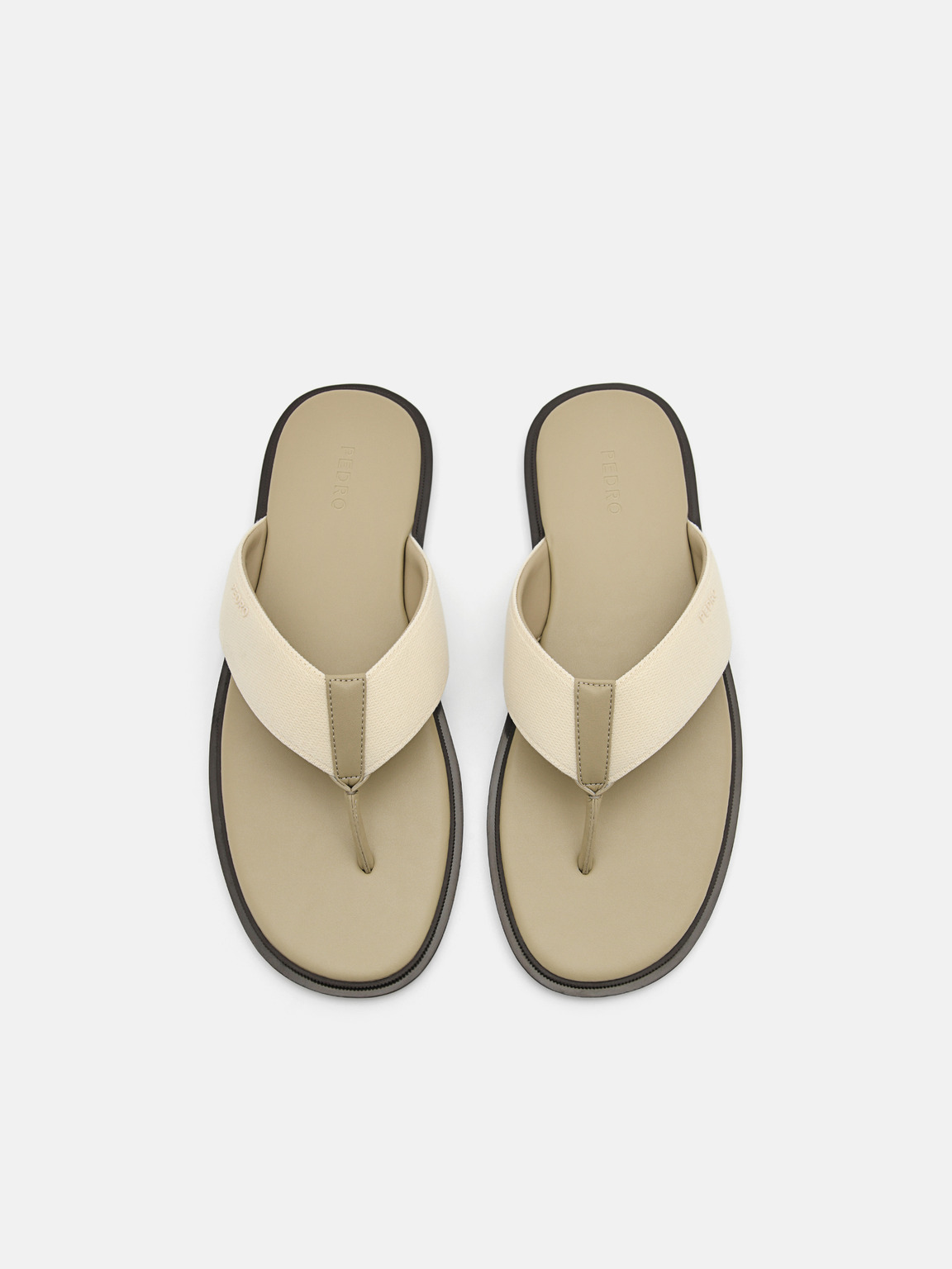 Fabric Thong Sandals, Beige