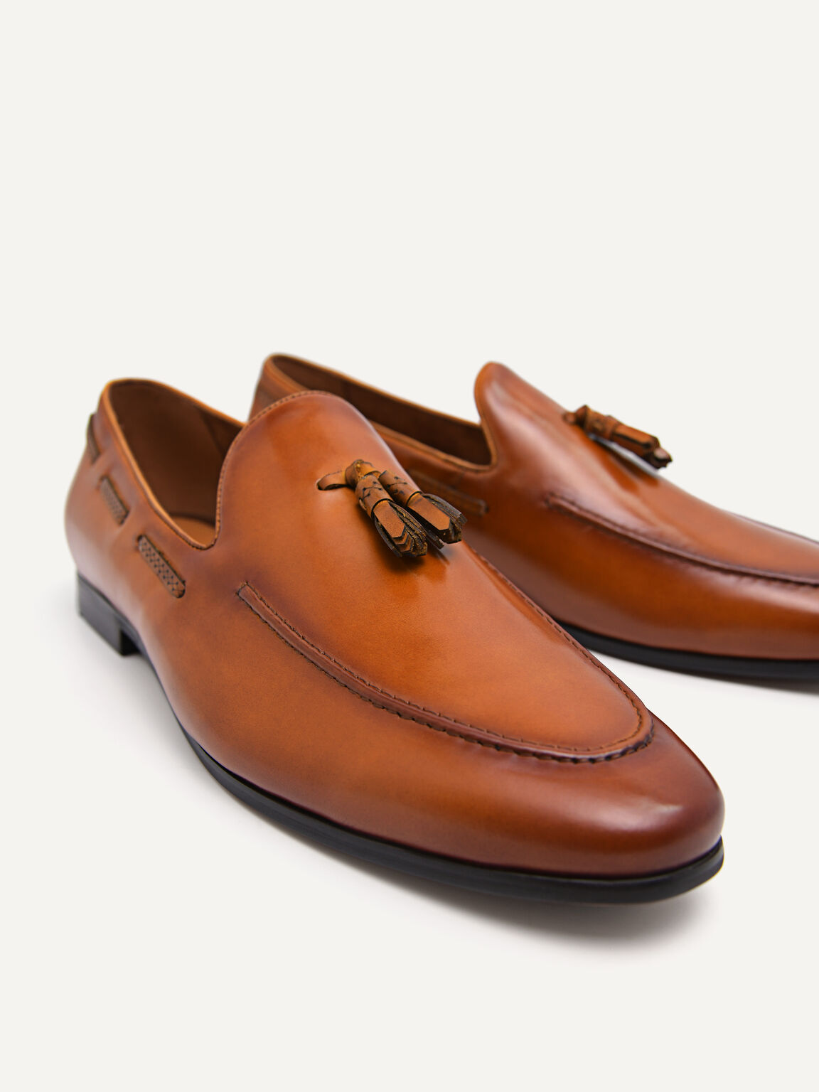 Leather Tasselled Loafers, Camel