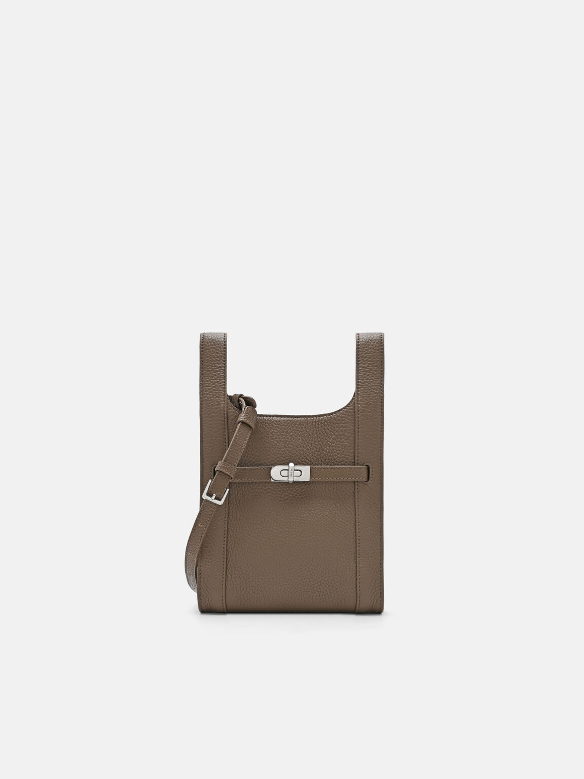 Danielle Leather Sling Pouch, Dark Taupe Tumble