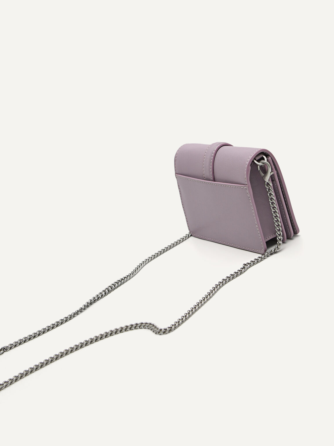 Mini Pouch with Thin Metal Chain, Lilac