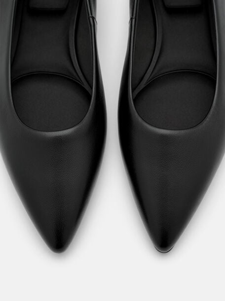 Quinn Leather Flats, Black