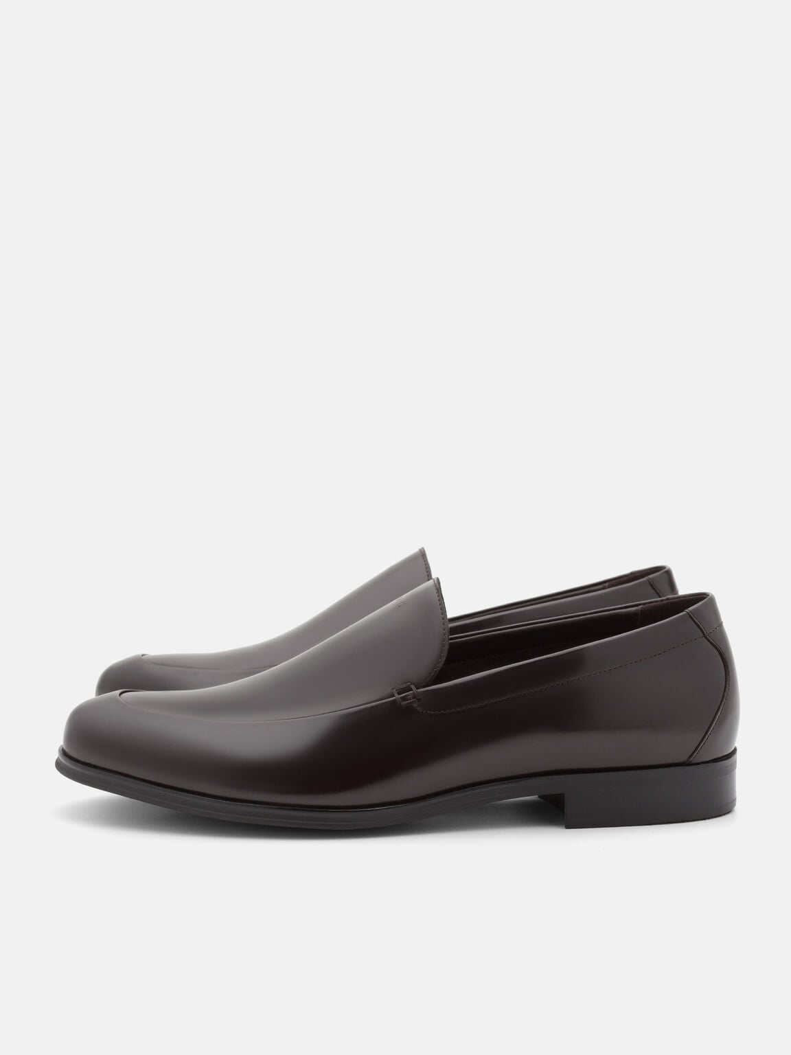 Boxed Leather Loafers, Mahogany