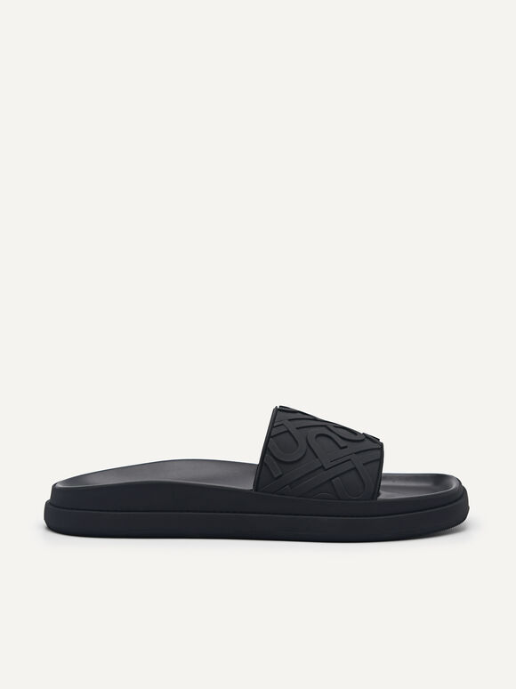 PEDRO Icon Embossed Slide Sandals, Black