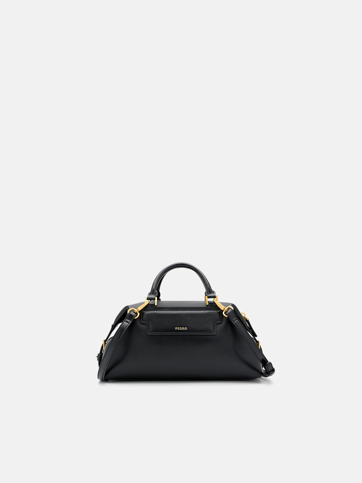 Mirelle Leather Bowling Bag, Black