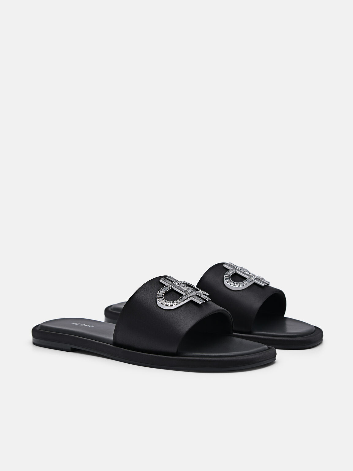 PEDRO Icon Satin Sandals, Black