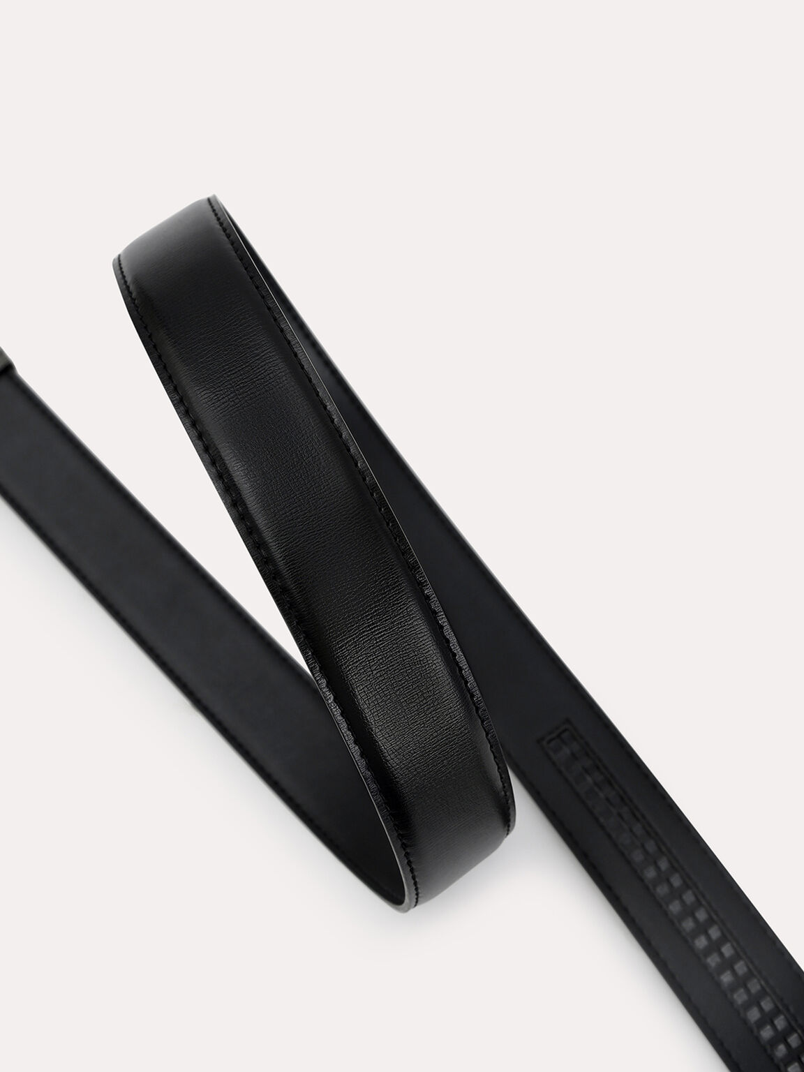 Automatic Textured Leather Belt, Black, hi-res