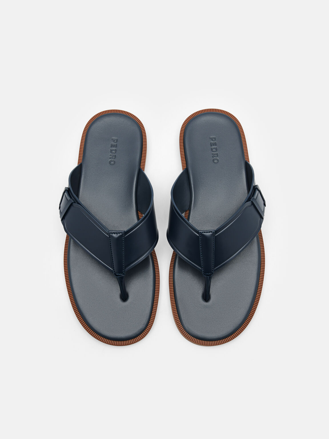 Buckle Thong Sandals, Navy