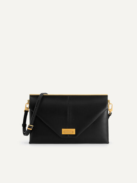 Envelope Leather Shoulder Bag, Black