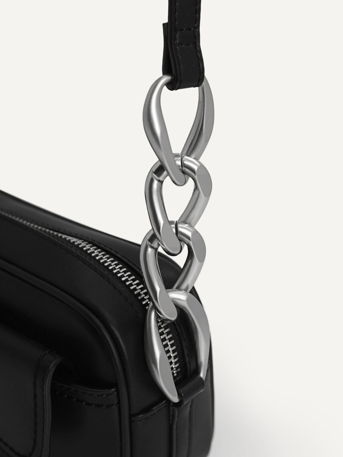 Pouch Leather Shoulder Bag, Black