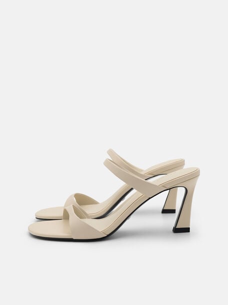 Abbey Leather Heel Sandals, Beige