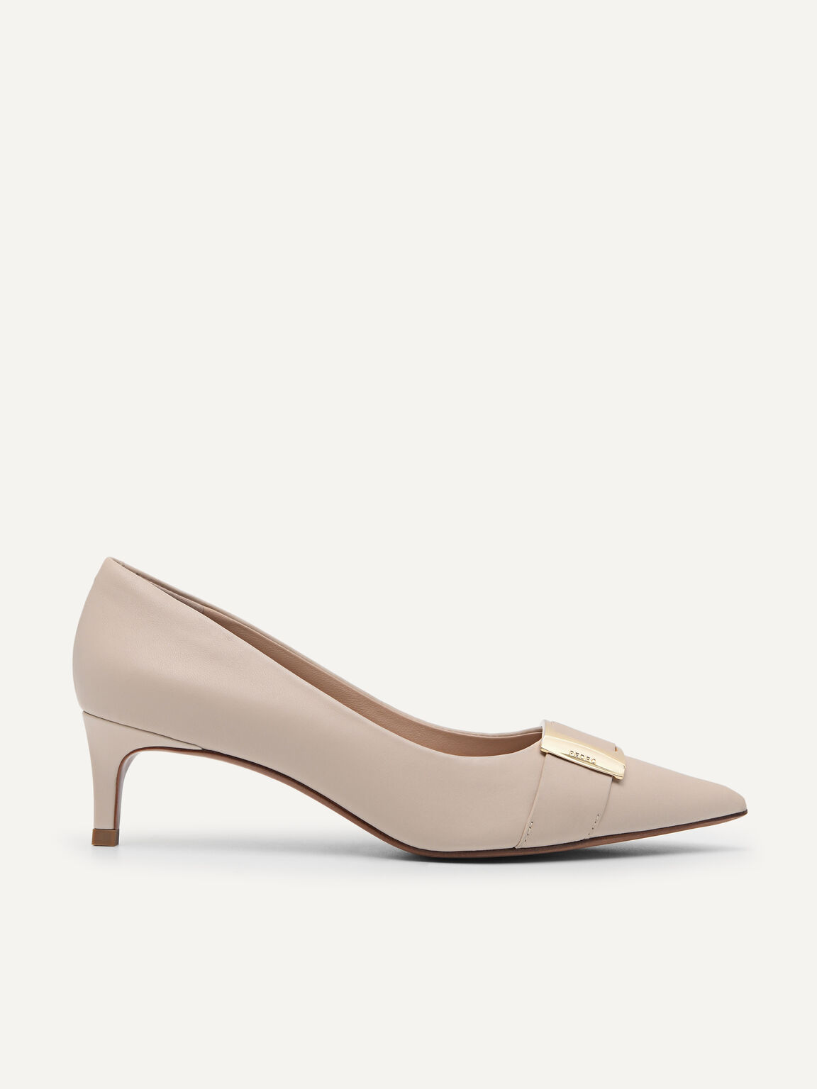 Leather Kitten Pumps, Nude, hi-res