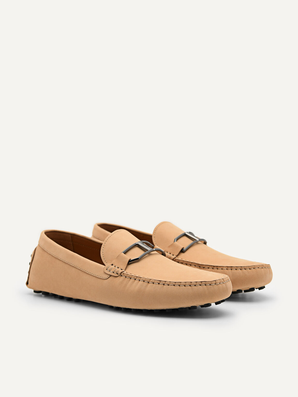 Leather Buckle Moccasins, Sand
