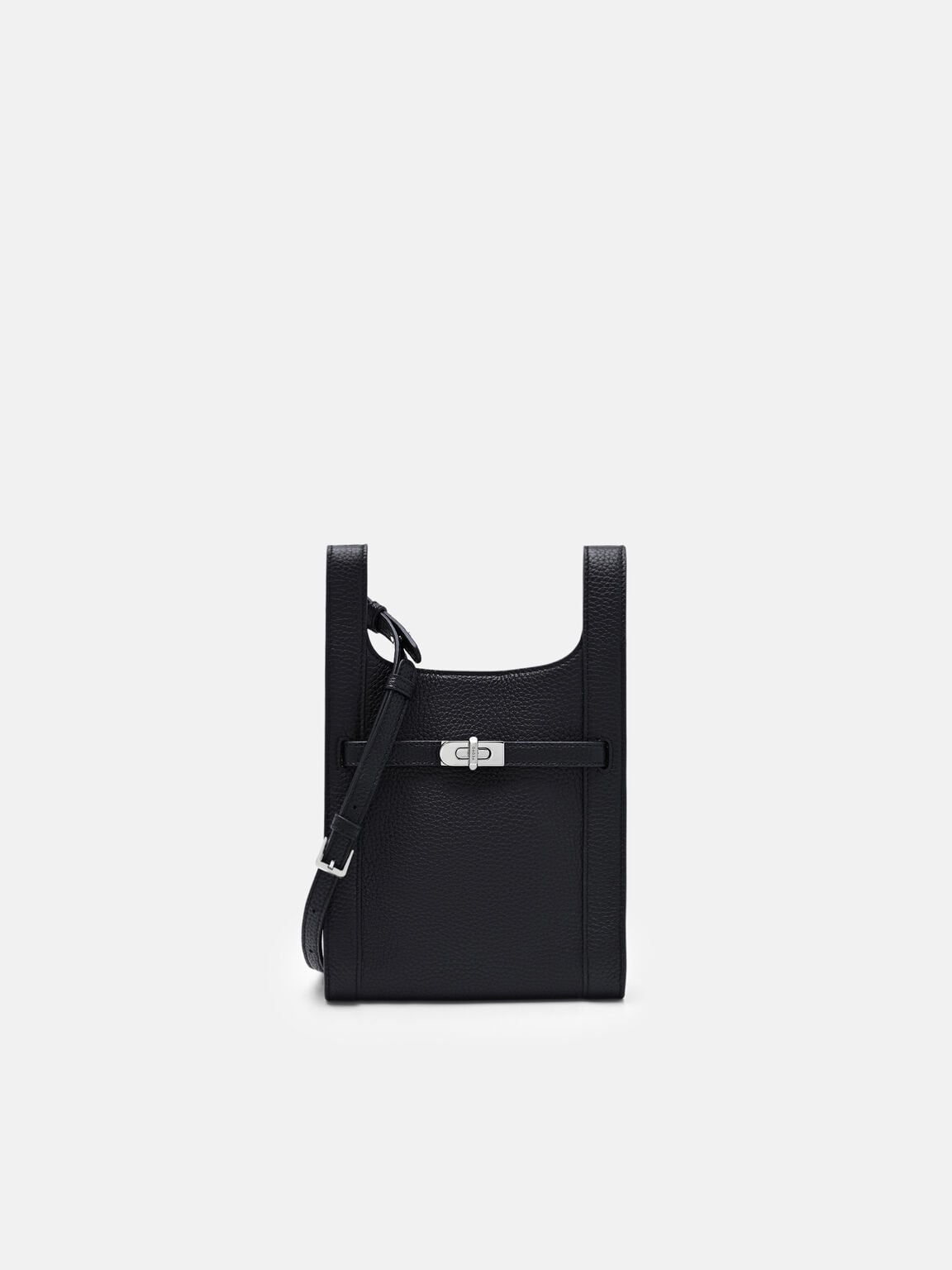 Danielle Leather Sling Pouch, Black Tumble