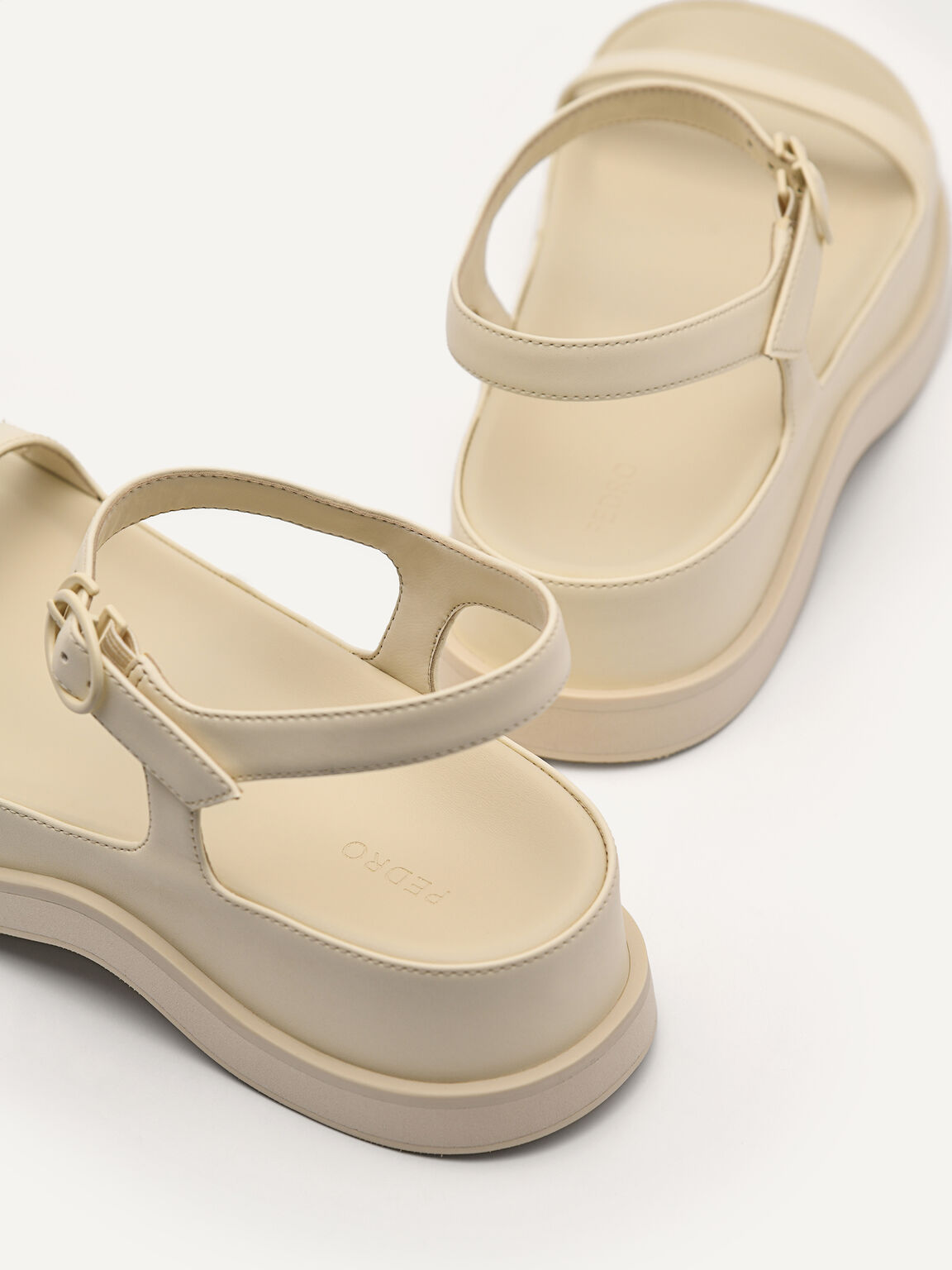 Crepe Flatform Sandals, Beige