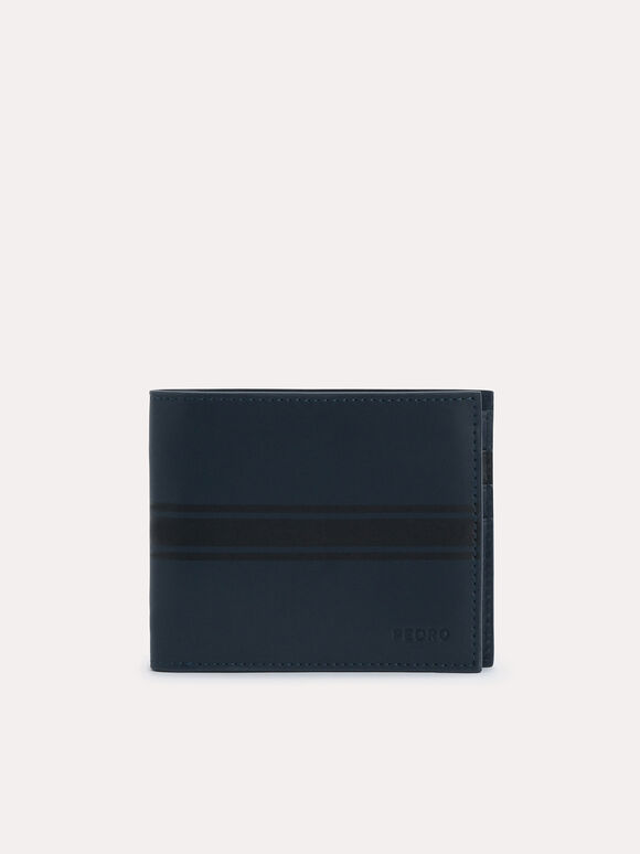 Two-Tone Leather Bi-Fold Wallet, Navy