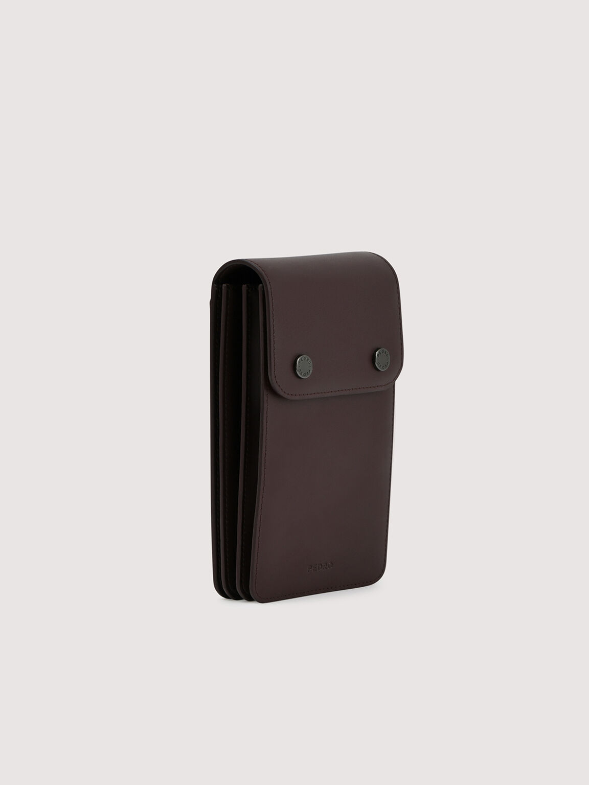 Leather Phone Pouch, Dark Brown, hi-res