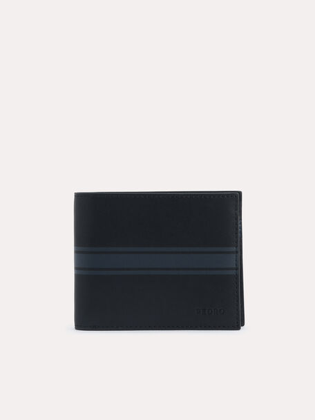 Two-Tone Leather Bi-Fold Wallet, Black