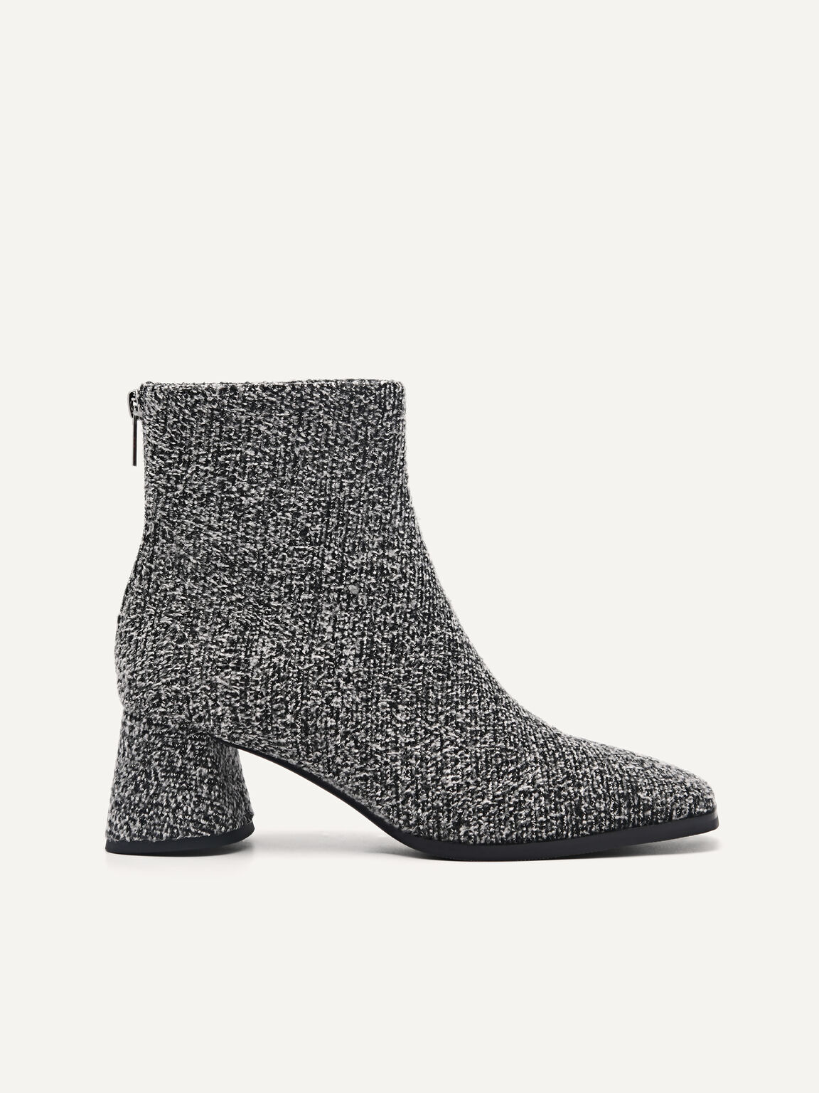 Eva Tweed Heel Ankle Boots, Black