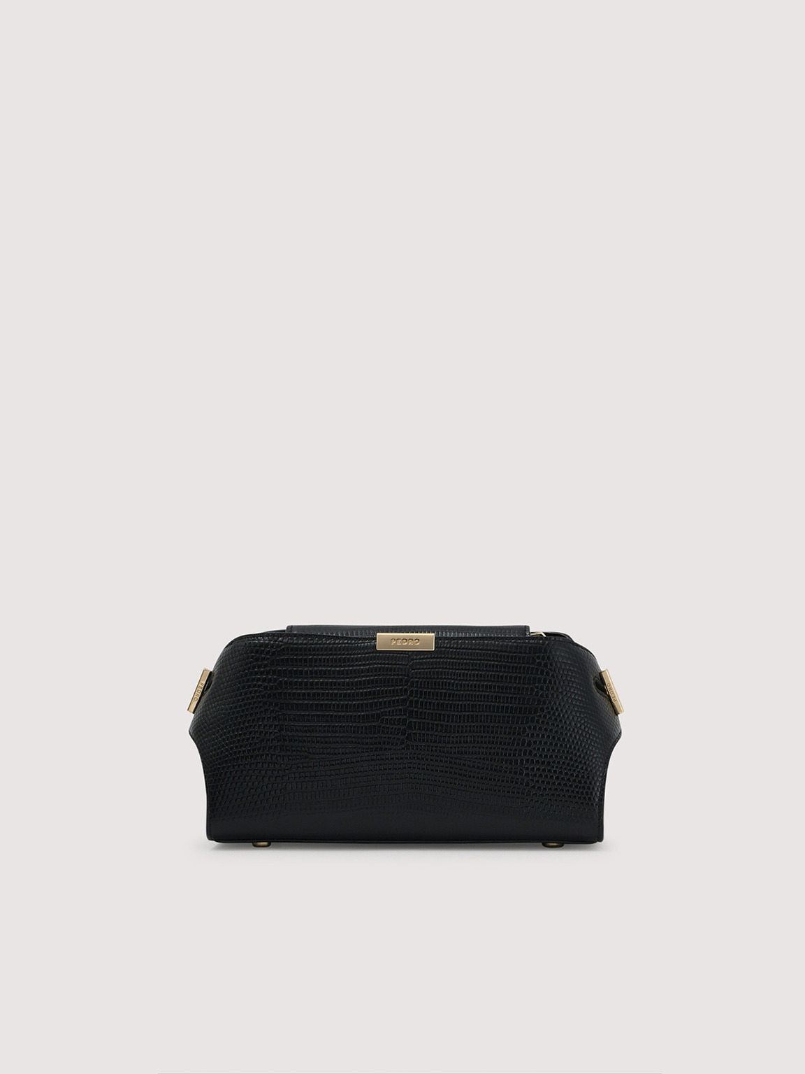 Embossed Leather Clutch, Black
