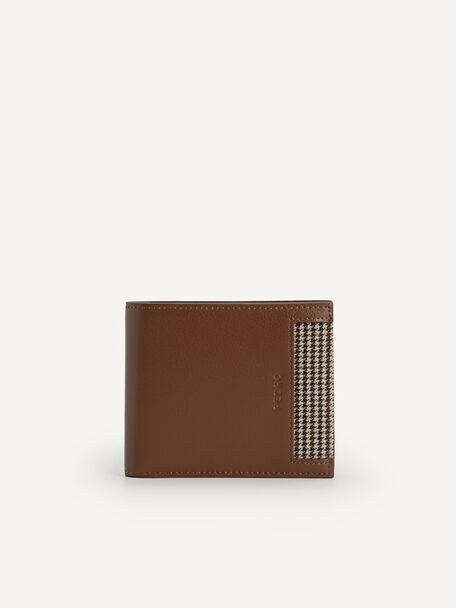 Houndstooth Leather Wallet with Coin Pouch, Dark Brown, hi-res