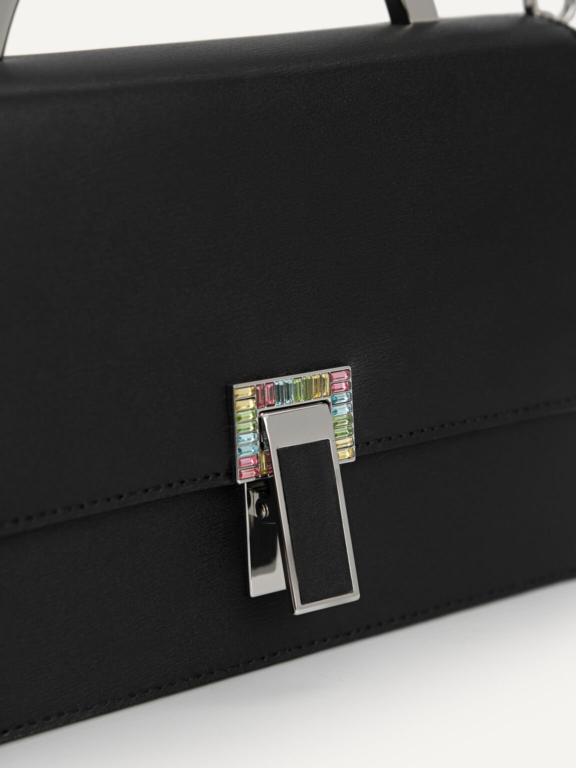 Artemis Leather Top Handle Bag, Black