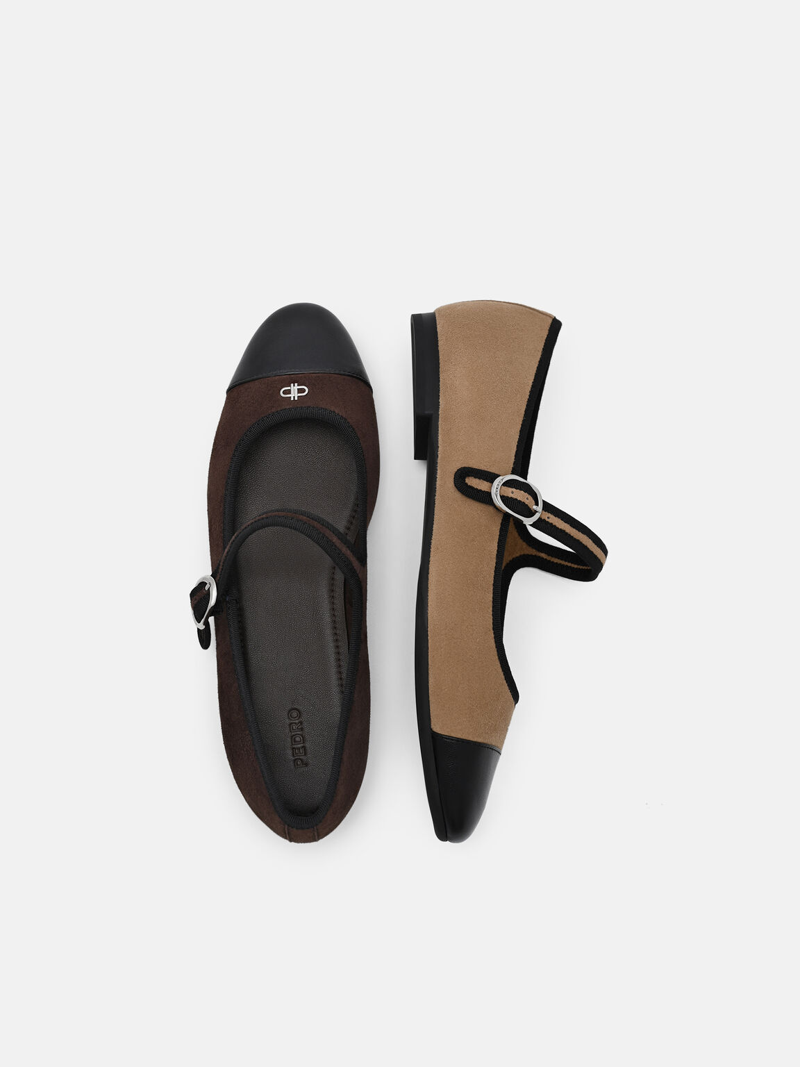 Alina Suede Ballerina Flats, Dark Brown Suede