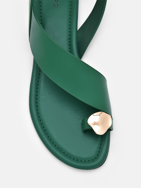 Alexis Leather Slingback Sandals, Dark Green