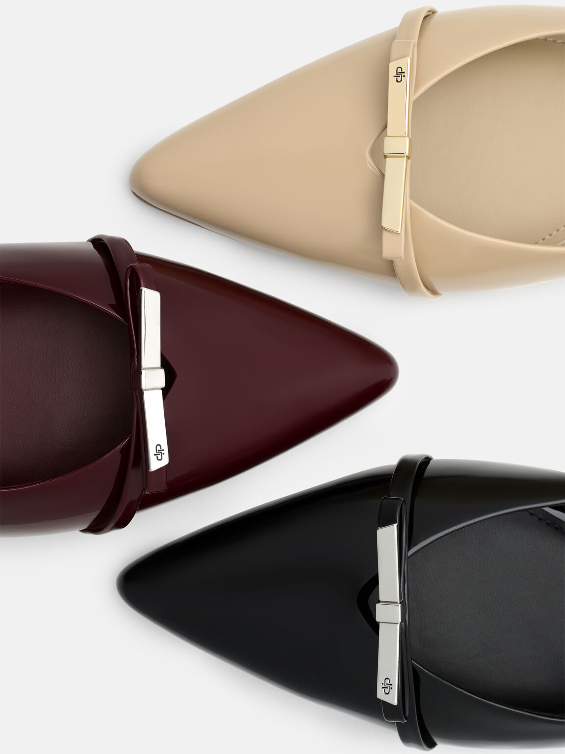 Jeanine Leather Slingback Flats, Sand Patent