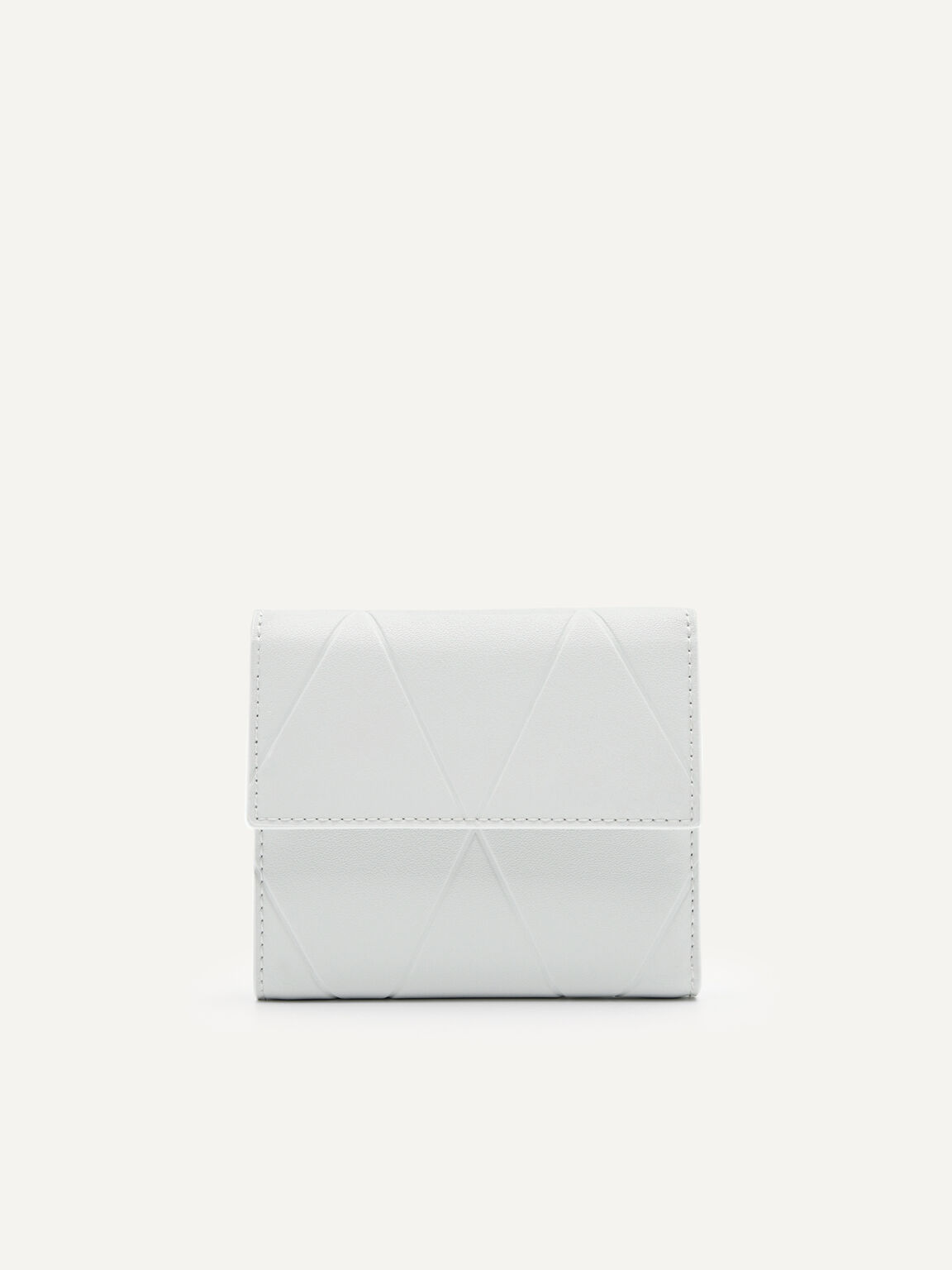Leather Tri-Fold Wallet in Pixel, White