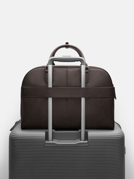 Tate Leather Duffel Bag, Espresso Brown Embossed