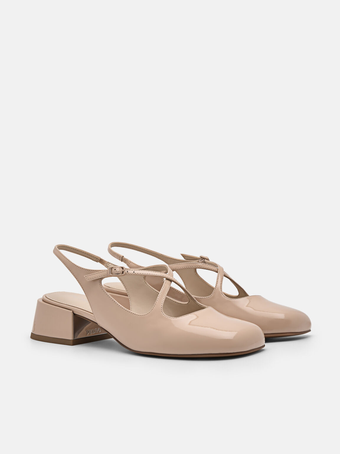 Effie Leather Mary Jane Pumps, Nude