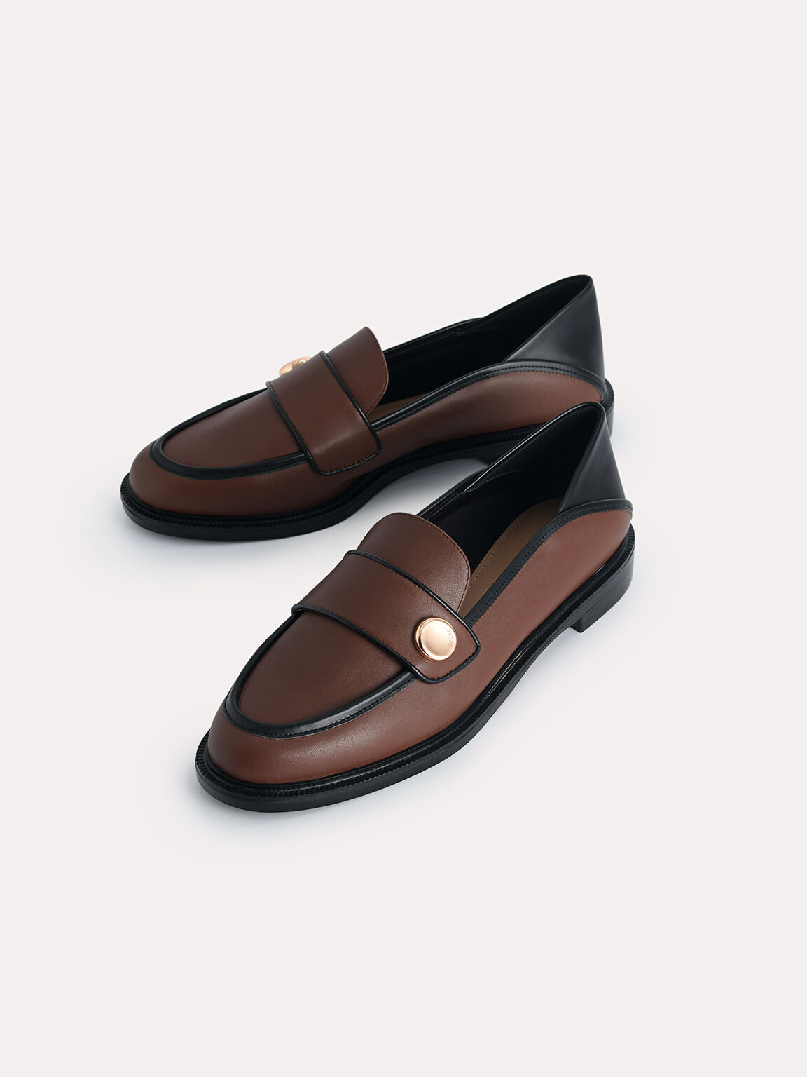 Leather Loafers, Dark Brown, hi-res