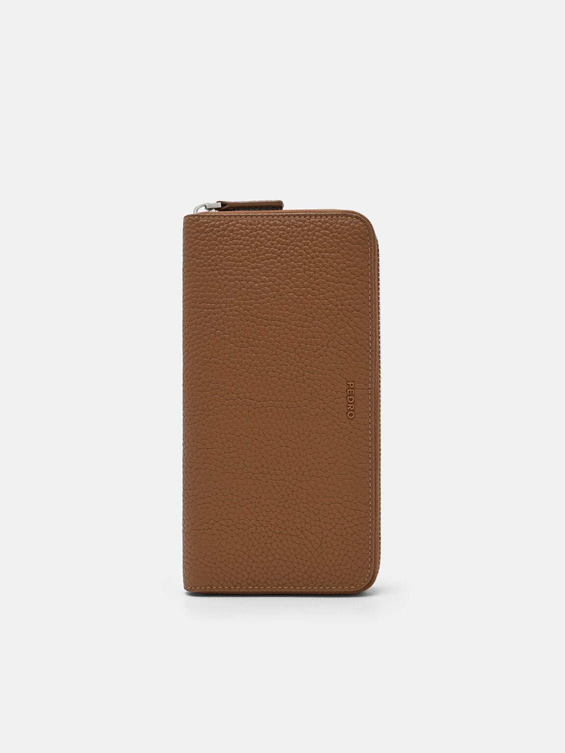 Tumbled Leather Long Wallet, Cognac Tumble