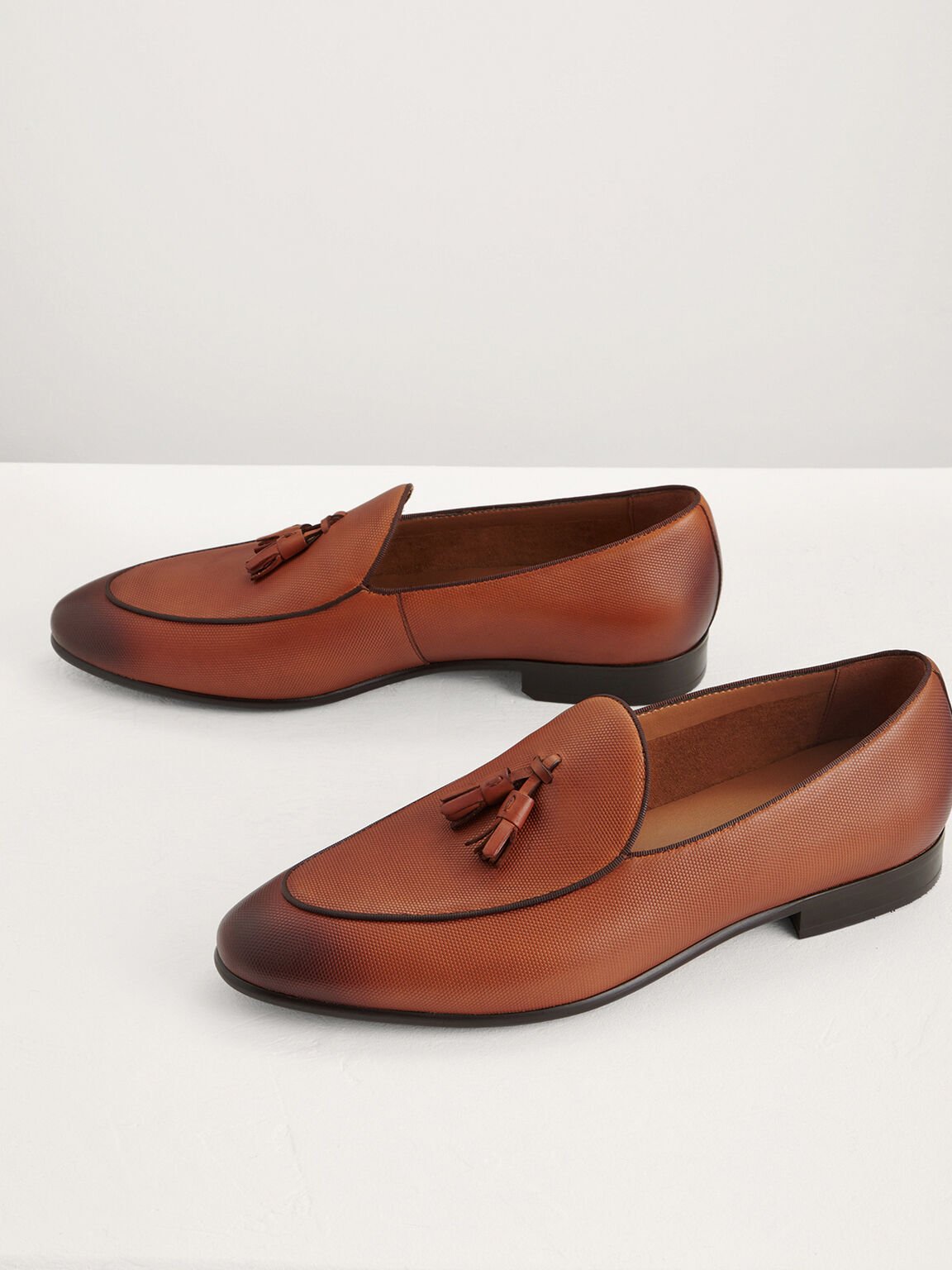 Leather Tasselled Loafers, Cognac