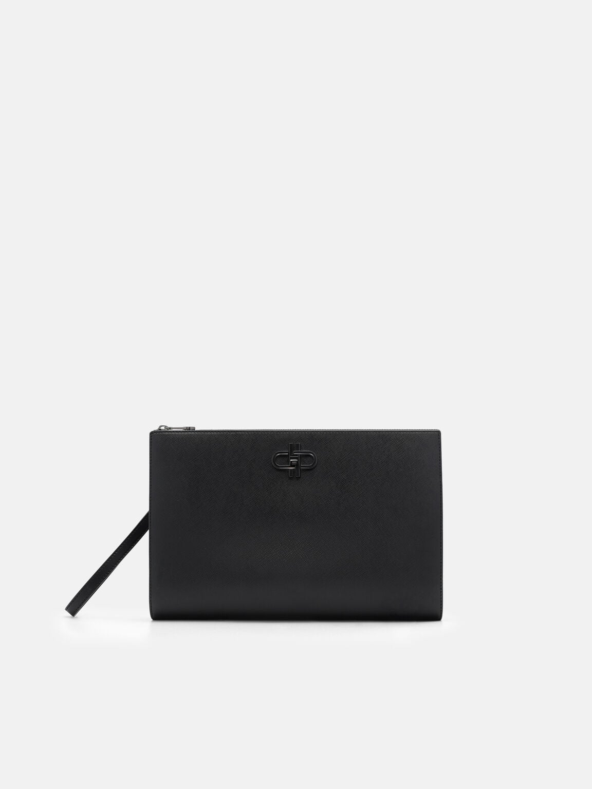 Saffiano Leather Portfolio Bag, Black Saffiano